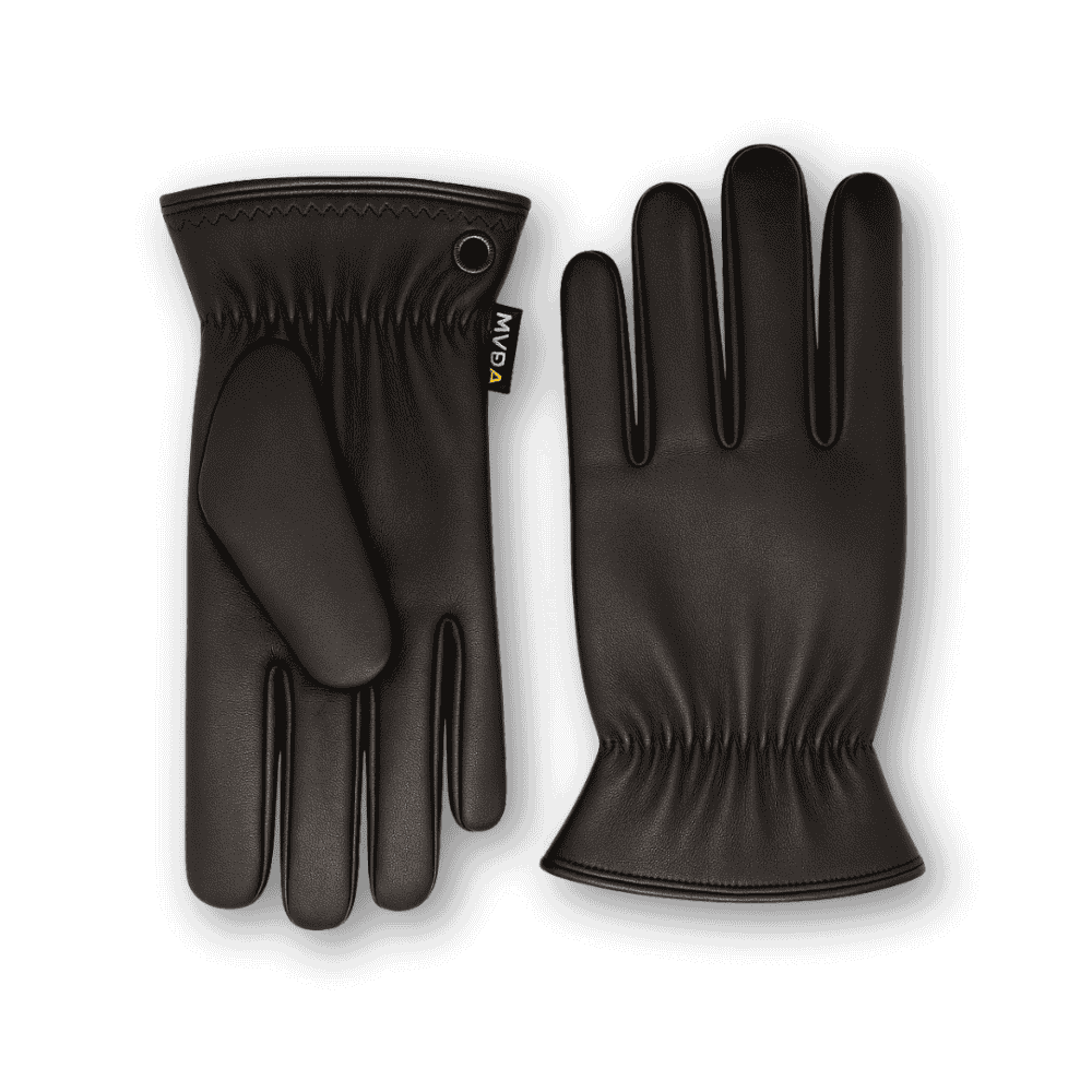 Snygga läderhandskar svarta för vinter